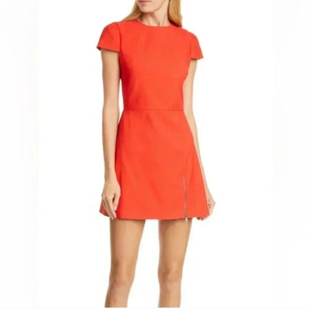 Alice + Olivia Maya Exposed Zipper Mini Dress Lipstick Red Sheath SZ 6